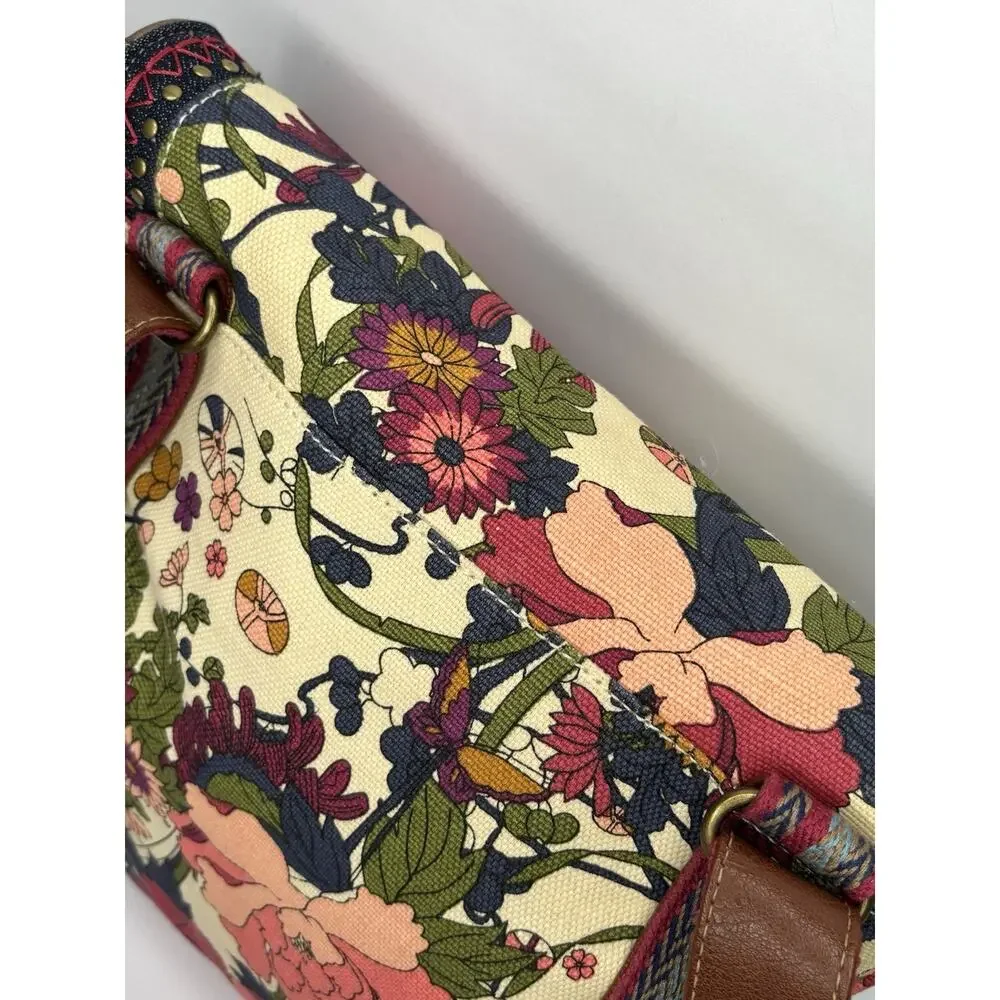 Sakroots Artist Circle Convertible Backpack Crossbody Violet Flower Power Charms - Picture 5 of 12